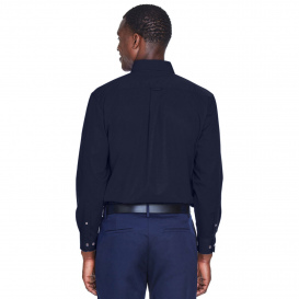 Harriton M500T Men's Tall Easy Blend Long Sleeve Twill Shirt with Stain Release - Navy