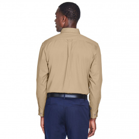 Harriton M500T Men\'s Tall Easy Blend Long Sleeve Twill Shirt with Stain Release - Stone