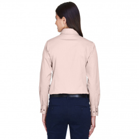 Harriton M500W Ladies Easy Blend Long Sleeve Twill Shirt with Stain Release - Blush
