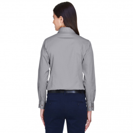 Harriton M500W Ladies Easy Blend Long Sleeve Twill Shirt with Stain Release - Dark Grey