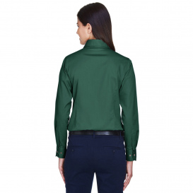 Harriton M500W Ladies Easy Blend Long Sleeve Twill Shirt with Stain Release - Hunter
