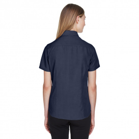Harriton M560W Ladies Barbados Textured Camp Shirt - Navy