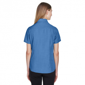 Harriton M560W Ladies Barbados Textured Camp Shirt - Pool Blue