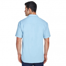 Harriton M575 Men\'s Two-Tone Bahama Cord Camp Shirt - Cloud Blue/Creme