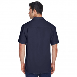 Harriton M575 Men\'s Two-Tone Bahama Cord Camp Shirt - Navy/Creme