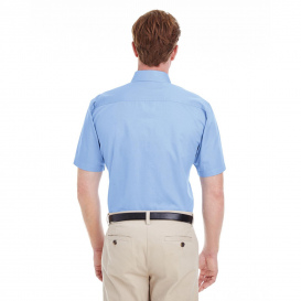 Harriton M582 Men\'s Foundation 100% Cotton Short-Sleeve Twill Shirt with Teflon - Industry Blue