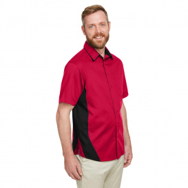 Harriton M586 Men\'s Flash IL Colorblock Short-Sleeve Shirt - Red/Black