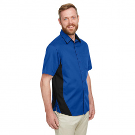 Harriton M586 Men's Flash IL Colorblock Short-Sleeve Shirt - True Royal/Black