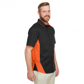 Harriton M586T Men's Tall Flash IL Colorblock Short-Sleeve Shirt - Black/Team Orange