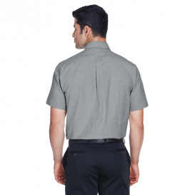 Harriton M600S Men's Short Sleeve Oxford with Stain Release - Oxford Grey