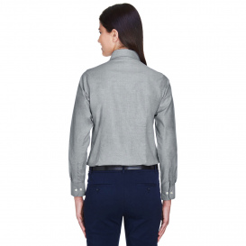 Harriton M600W Ladies Long Sleeve Oxford with Stain Release - Oxford Grey