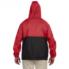 Harriton M750 Adult Packable Nylon Jacket - Red/Black