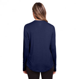 North End NE400W Ladies Jaq Snap-Up Stretch Performance Pullover - Classic Navy