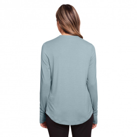 North End NE400W Ladies Jaq Snap-Up Stretch Performance Pullover - Opal Blue