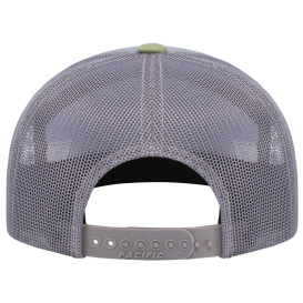 Pacific Headwear P787 6-Panel Arch Trucker Snapback Cap - Heather Grey ...