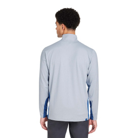 PUMA Golf PG410 Mesa Stripe Quarter-Zip - Lake Blue/Bright White