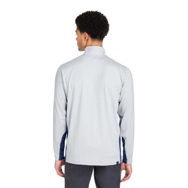 PUMA Golf PG410 Mesa Stripe Quarter-Zip - Navy Blazer/Bright White