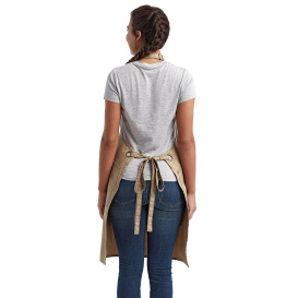 Reprime RP121 Unisex Barley Contrast Stitch Sustainable Bib Apron - Khaki/Brown