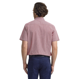 Reprime RP221 Men\'s Microcheck Gingham Short-Sleeve Cotton Shirt - Red/White