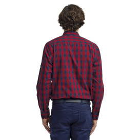 Reprime RP250 Men\'s Mulligan Check Long-Sleeve Cotton Shirt - Red/Navy