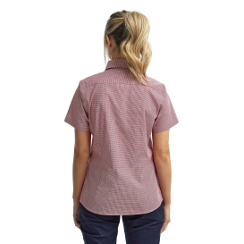 Reprime RP321 Ladies\' Microcheck Gingham Short-Sleeve Cotton Shirt - Red/White