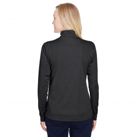 Team 365 TT31HW Ladies Zone Sonic Heather Performance Quarter-Zip - Black Heather