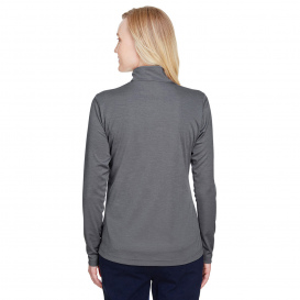 Team 365 TT31HW Ladies Zone Sonic Heather Performance Quarter-Zip - Dark Grey Heather