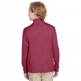Team 365 TT31HY Youth Zone Sonic Heather Performance Quarter-Zip - Sport Maroon Heather