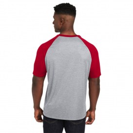 Team 365 TT62 Unisex Zone Colorblock Raglan T-Shirt - Athletic Heather/Sport Red