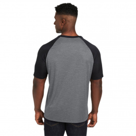 Team 365 TT62 Unisex Zone Colorblock Raglan T-Shirt - Dark Grey Heather/Black