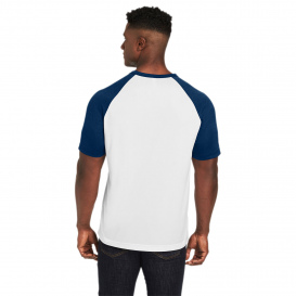 Team 365 TT62 Unisex Zone Colorblock Raglan T-Shirt - White/Sport Dark Navy Heather