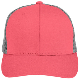 Team 365 TT802 Yupoong Adult Zone Sonic Heather Trucker Cap - Sport Red Heather/Sport Graphite