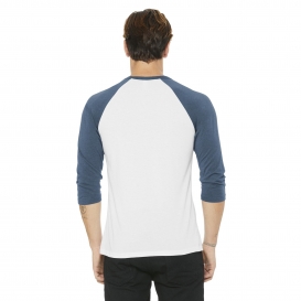 Bella + Canvas BC3200 Unisex 3/4-Sleeve Baseball Tee - White/Denim