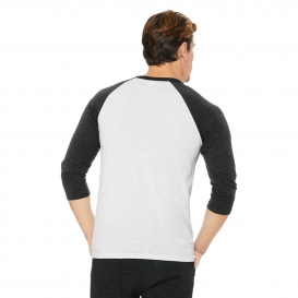 Bella + Canvas BC3200 Unisex 3/4-Sleeve Baseball Tee - White Flk/Charcoal-Black Triblend