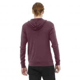 Bella + Canvas BC3939 Unisex Triblend Full-Zip Lightweight Hoodie - Maroon Triblend