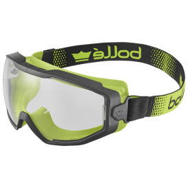 Bolle SPECN13W Spectrum Safety Goggles - Vented Black/Lime Frame - Clear Platinum Lite Anti-Fog Lens