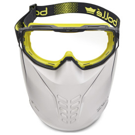 Bolle UNIVGN12W Universal Safety Goggle with Face Guard - Vented Black/Yellow Frame with Foam- Clear CSP Platinum Anti-Fog Lens