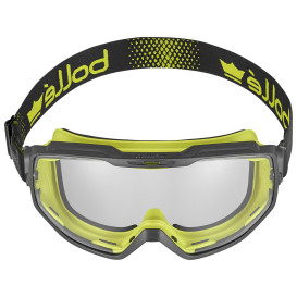 Bolle UNIVGN14W Universal Safety Goggle - Black/Yellow Vented with Foam Frame - Clear CSP Platinum Anti-Fog Lens