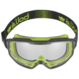 Bolle UNIVGN15W Universal Safety Goggle - Black/Lime Vented with Foam Frame - Clear CSP Platinum Anti-Fog Lens