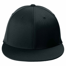 Sport-Tek STC56 Flexfit Flat Bill Cap - Black
