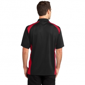 CornerStone CS416 Select Snag-Proof Two Way Colorblock Pocket Polo - Black/Red