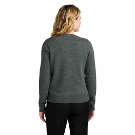 Port Authority LSW2870 Ladies Easy Care Crewneck Cardigan Sweater - Charcoal Heather
