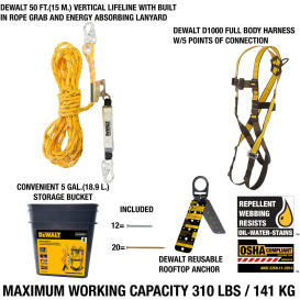 DEWALT DXFP110050 Rooftop Safety Kit - D1000 w/Pass Through Buckle