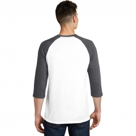 District DT6210 Young Mens Very Important Tee 3/4-Sleeve Raglan - Heathered Charcoal/White