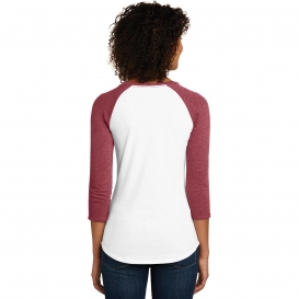 District DT6211 Juniors Very Important Tee 3/4-Sleeve Raglan - Heathered Red/White