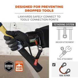 Ergodyne Squids 3714 Elastic Tool Tail Lanyard - with Carabiner and Cinch Loop