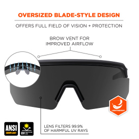 Ergodyne Aegir 55005 Safety Glasses - Black Frame - Smoke Lens