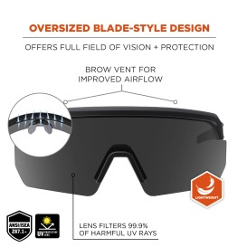 Ergodyne Aegir 55063 Safety Glasses - Black Frame - Smoke Polarized Anti-Fog Mirror Lens