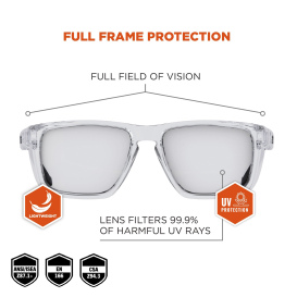 Ergodyne Sixten 58210 Safety Glasses - Clear Frame - Clear Anti-Fog Lens