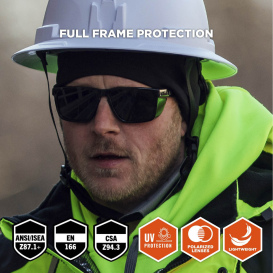 Ergodyne Sixten 58260 Safety Glasses - Smoke Frame - Gray Polarized Anti-Fog Lens